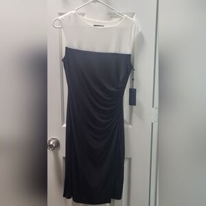 Tommy Hilfiger Black and White Sheath Midi Dress